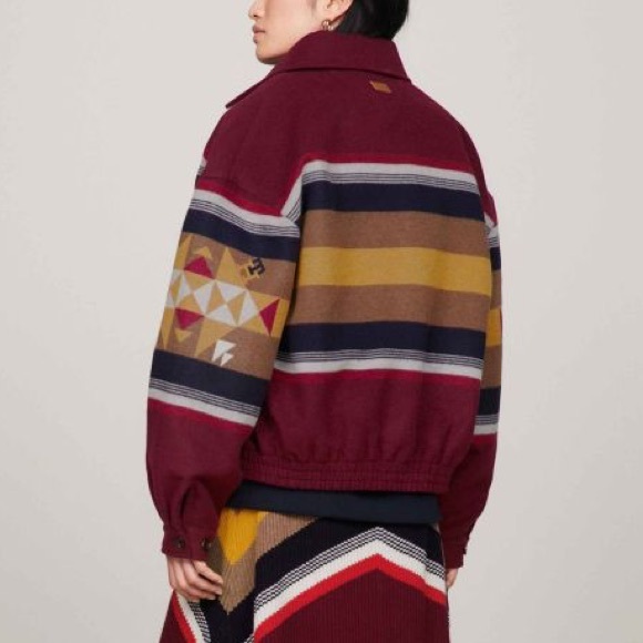 Pendleton x Tommy Hilfiger Rare Wool Blend Valley Stripe Tribal Bomber Jacket - Picture 3 of 11